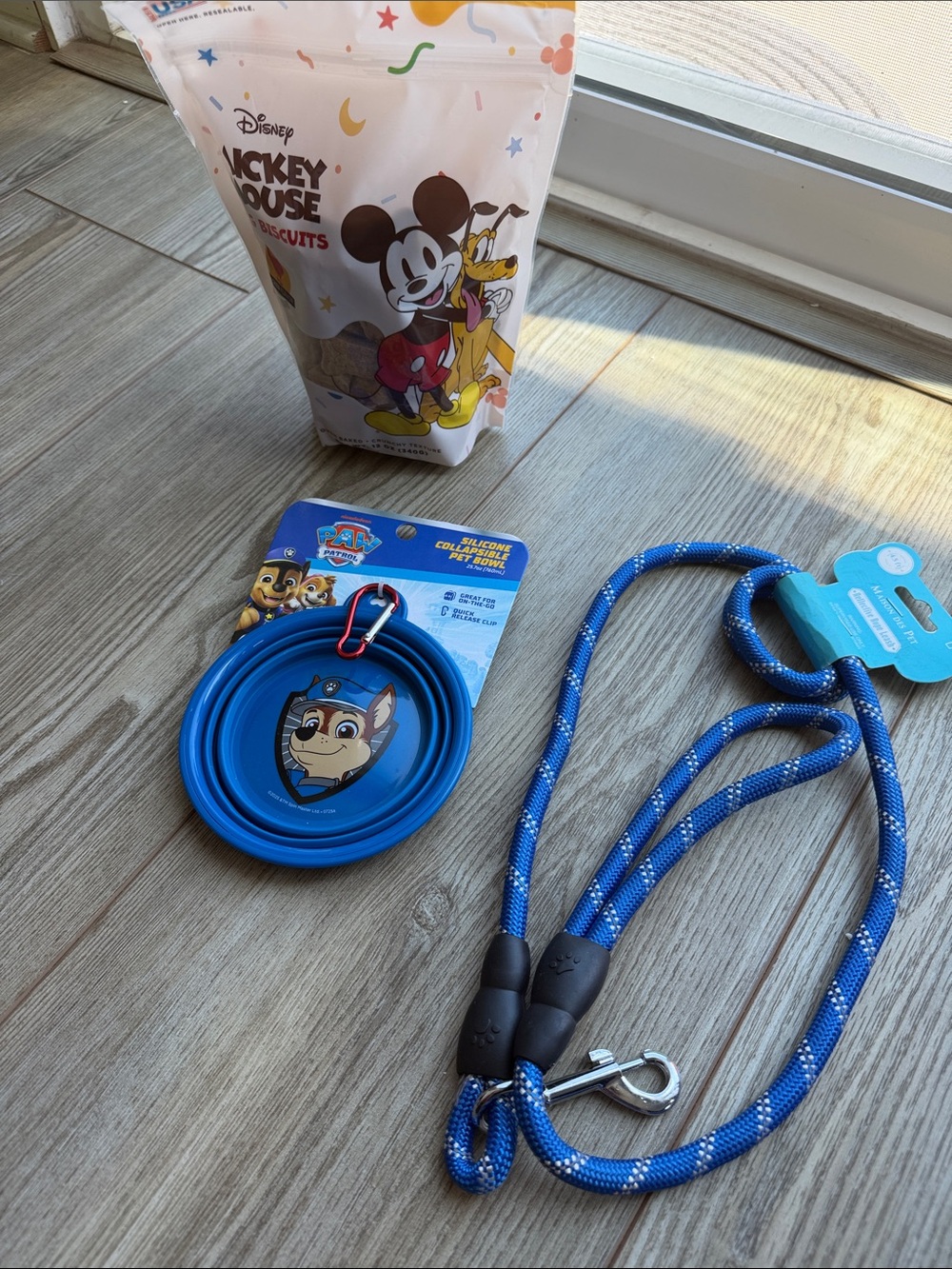 Paw Patrol Blue Collapsible Travel Dog Bowl and Blue Rope Leash